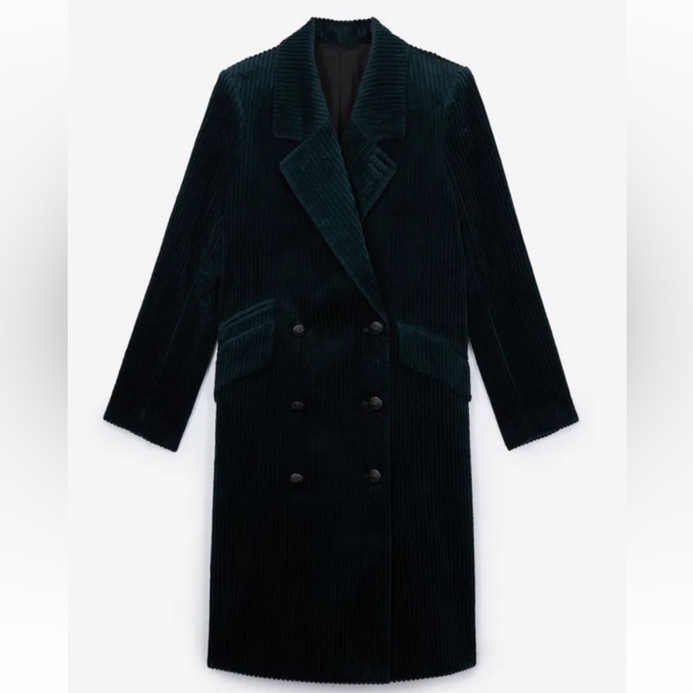 The Kooples Dark Green Ribbed Coat